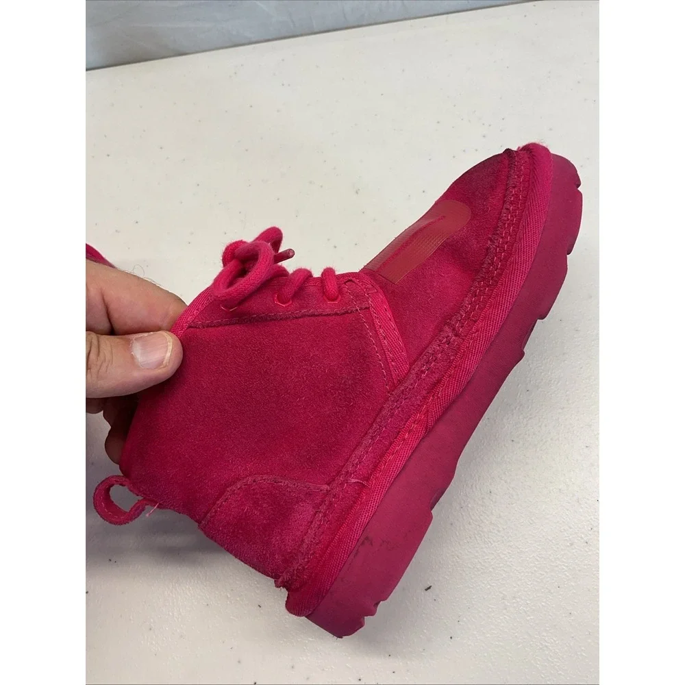 Ugg Australia Kids Hot‎ Pink Neumel II Lace Up  Boots Shoes Sz 13 Girls Logo